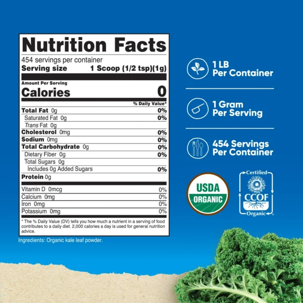 Nutricost, Organic Kale Powder, Unflavored - Image 2